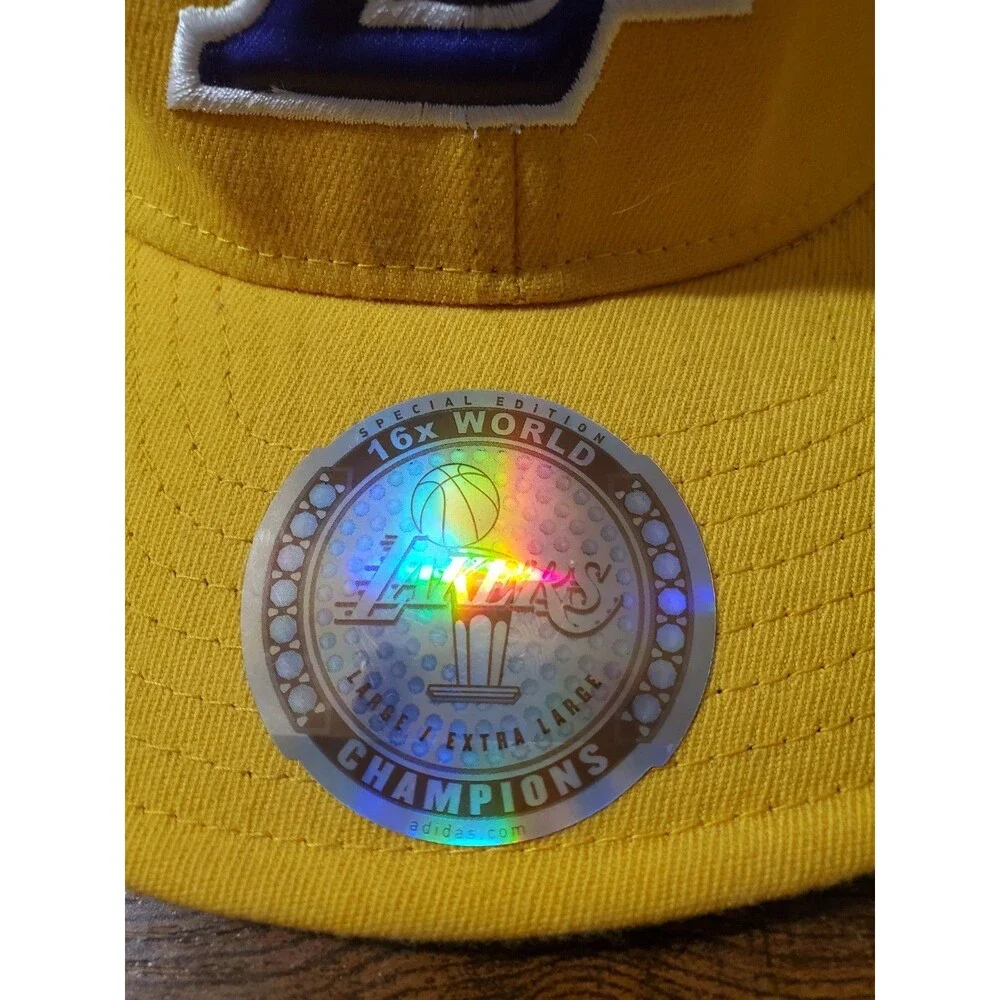 Adidas Los Angeles Lakers Mens Hat NBA Championship Patches Clima Lite Size L/XL